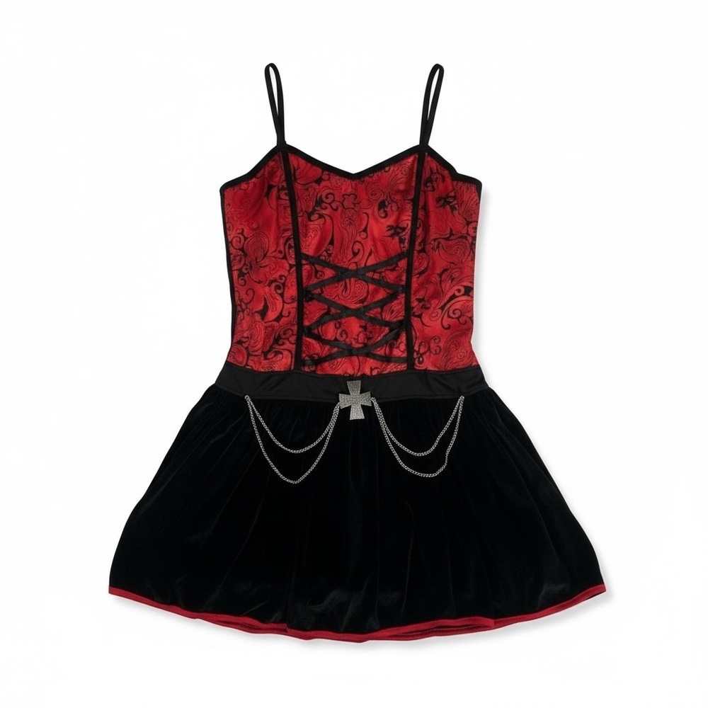TARGET Women’s Costume Vampire Mistress Red & Black Corset Dress Size Small